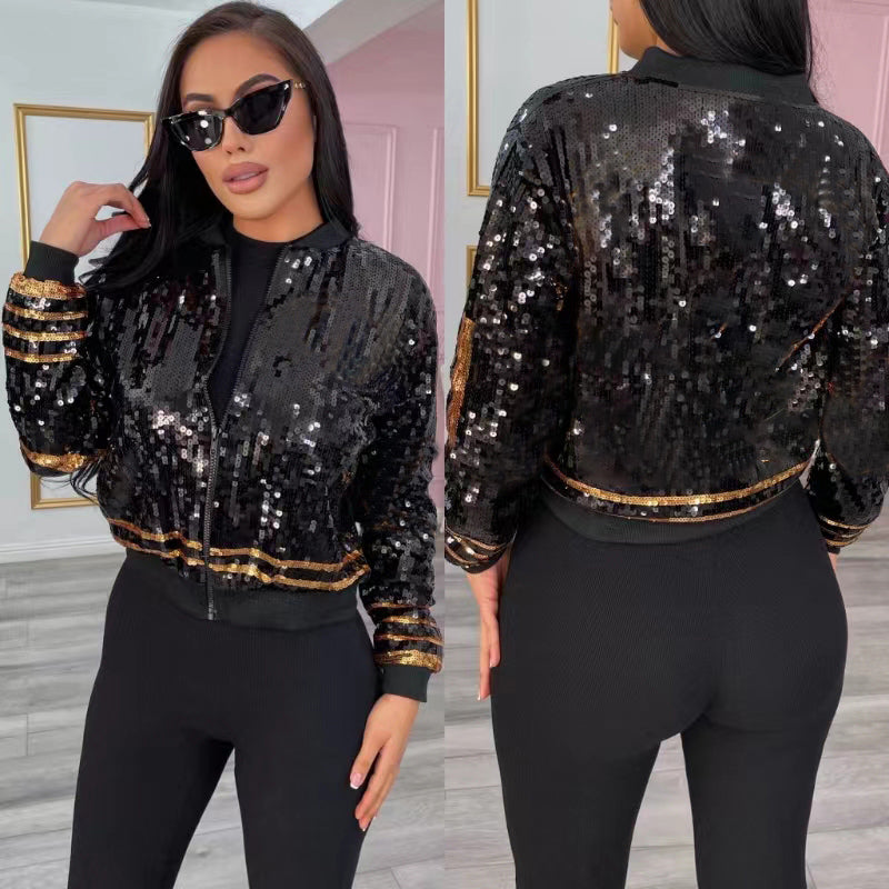 Sexy Slim Fit Sequin Jacket for Women - Glittery Party Blazer, Clubwear & Night Out Outfits