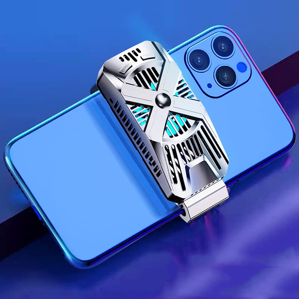 UXZDX CUJUX Universal Phone Cooler - Adjustable Portable Cooling Fan with Heat Sink for Gaming Phones (Silver) | Perfect for Mobile Gaming, Streaming & Overheating Prevention