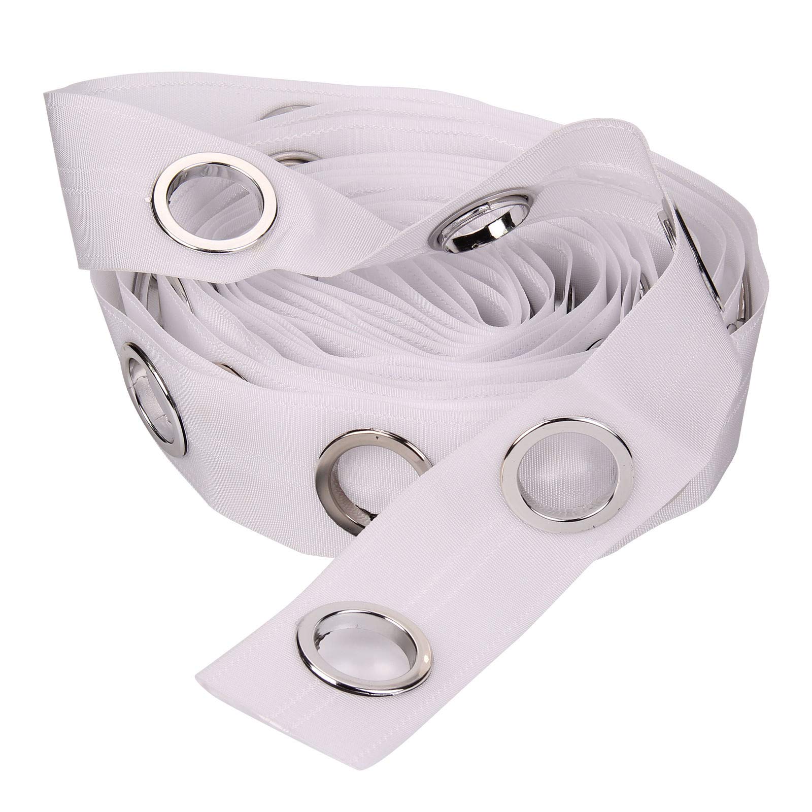 20 Meters White Curtain Header Tape with 5 Silver Rings Per Meter - Even Spacing Curtain Accessory for Drapes & Sheers - Perfect for Living Room, Bedroom & Window Decor