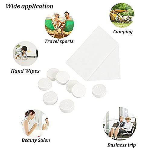 50 Pack Mini Compressed Towels - Portable Disposable Cotton Coin Tissues for Travel, Camping, Hiking, Sports, Beauty Salon & Home Use | Lemon Scented | Compact & Hygienic for Outdoor Adventures, Gym, Makeup Removal & Emergency Cleaning