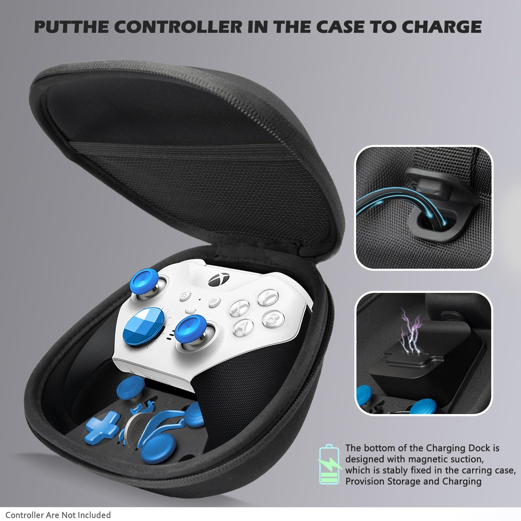 Sedicoca Xbox Elite Wireless Controller Series 2 Complete Component Pack - Includes Carrying Case, Dock, 4 Paddles, 2 D-Pads, 6 Thumbsticks & Tool - Replacement Parts for Xbox One Elite Series 2 Core (Blue) - Perfect for Gaming, Travel & Controller Customization