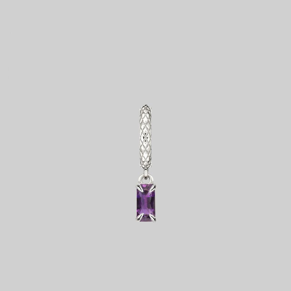 NYMPH Sterling Silver Amethyst Rectangle Dangle Hoop Earrings for Women | Elegant Jewelry Gift for Birthday, Anniversary & Special Occasions
