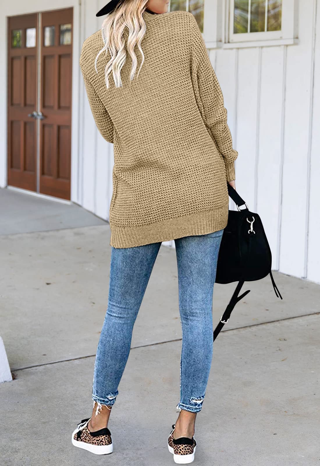 MEROKEETY Women's Long Sleeve Open Front Cardigan - Chunky Knit Draped Sweater Coat for Fall & Winter | Casual Office Wear, Layering Piece, Cozy Outerwear
