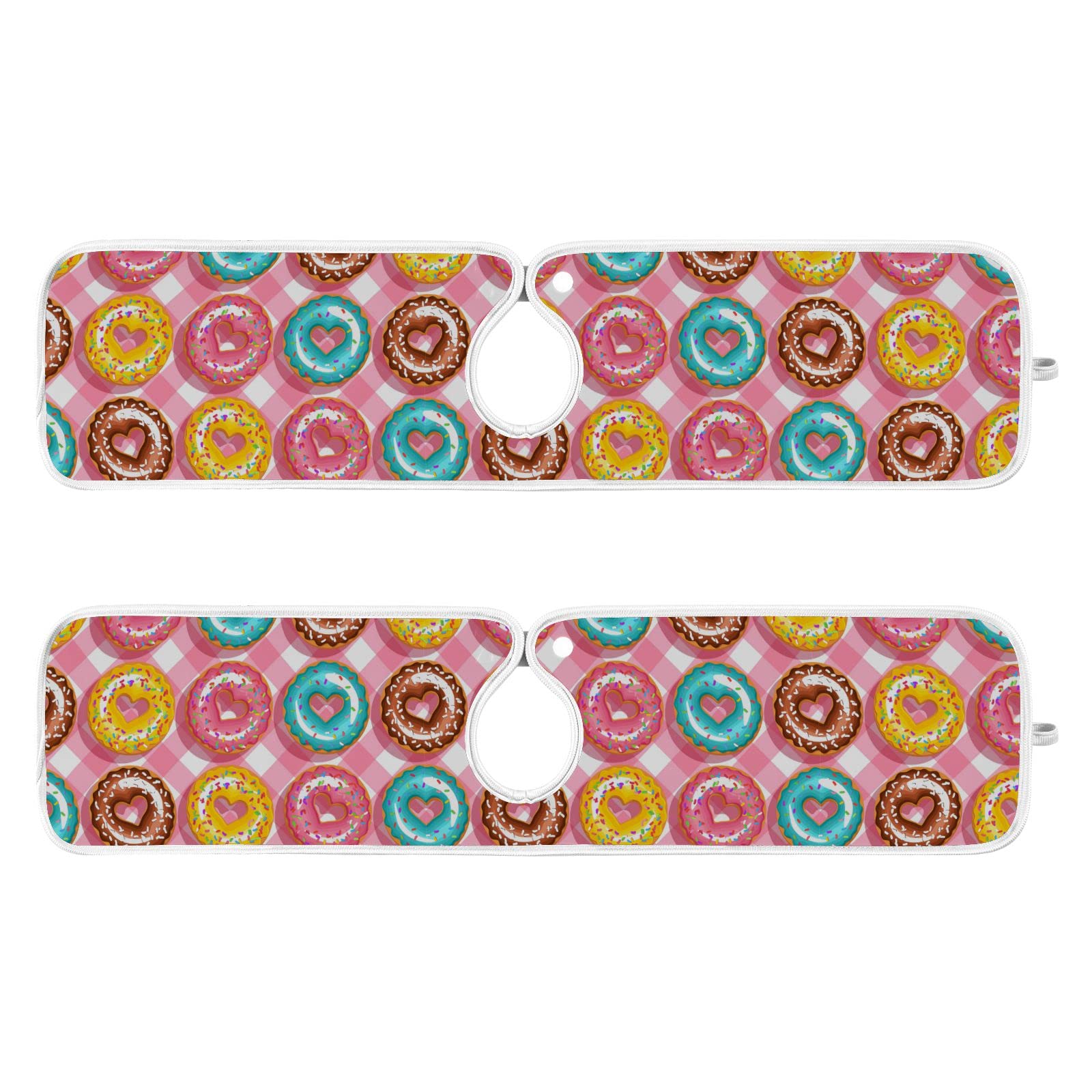 **Non-Slip Donut Kitchen Faucet Splash Guard Mat - Absorbent Quick-Dry Wraparound Sink Protector for Farmhouse & Bathroom Sinks - Cute Pink Plaid Design for Rustic & Vintage Decor**    *(Useful for preventing water splashes, protecting countertops, and adding a charming touch to farmhouse, cottage, or vintage-style kitchens and bathrooms.)*