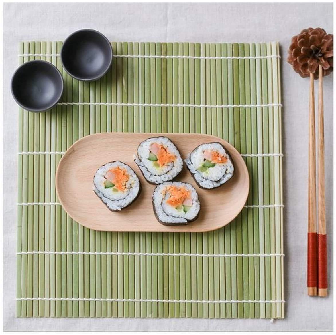 JapanBargain 3155 - Premium Bamboo Sushi Rolling Mat Set (2-Pack, Green/Yellow) - 9.5 Inch Square Sushi Maker for Perfect Homemade Sushi Rolls - Ideal for Sushi Parties, Meal Prep & Japanese Cuisine Lovers