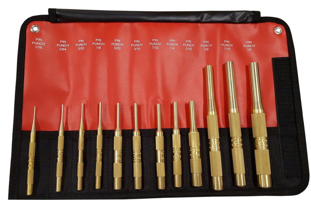 Mayhew Tools 15-Piece Brass Pin Punch and Drift Punch Set - Professional Metalworking & Woodworking Tool Kit for Automotive, Carpentry, and DIY Projects
