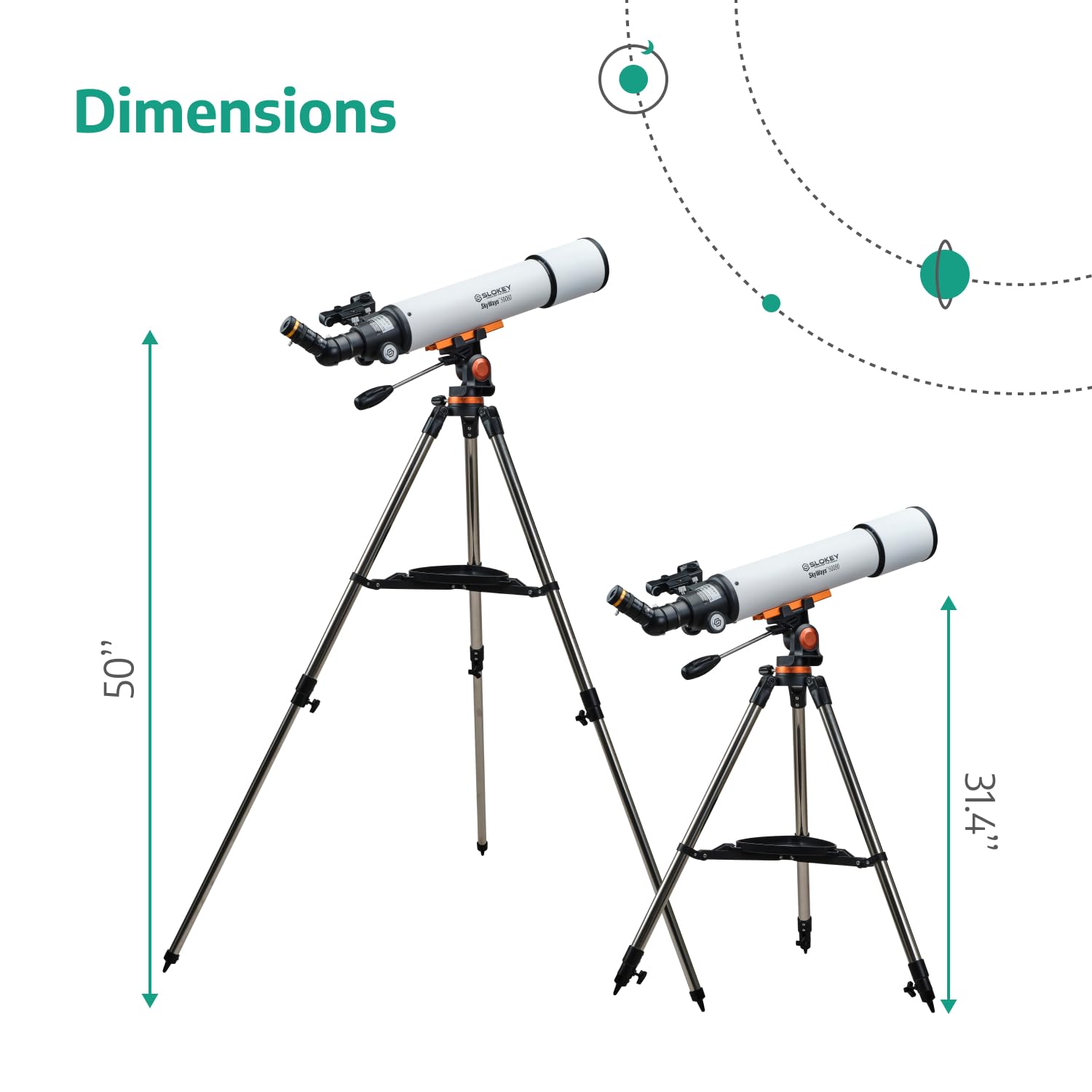 Slokey 20x-250x Professional Astronomy Telescope for Adults & Beginners - Portable Powerful Refractor Telescope with Tripod - Perfect for Moon Viewing, Planet Observation & Stargazing - Ideal for Backyard Astronomy, Camping & Outdoor Exploration