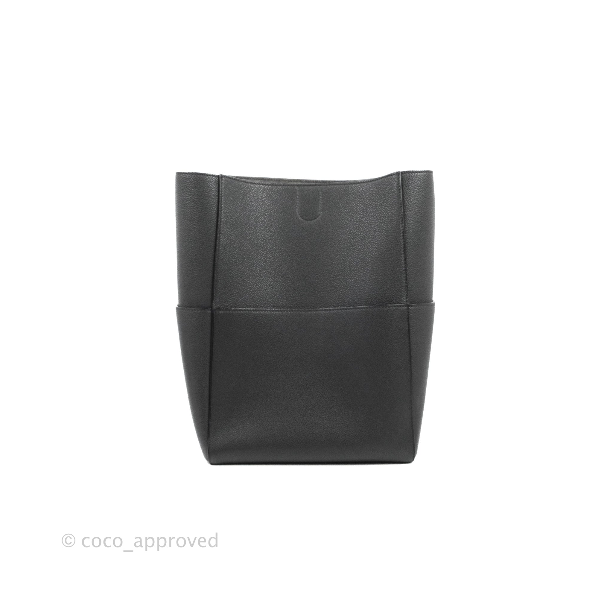 Celine Sangle Bucket Bag in Grained Calfskin - Premium Grey Leather Handbag for Women | Perfect for Work, Travel & Everyday Use