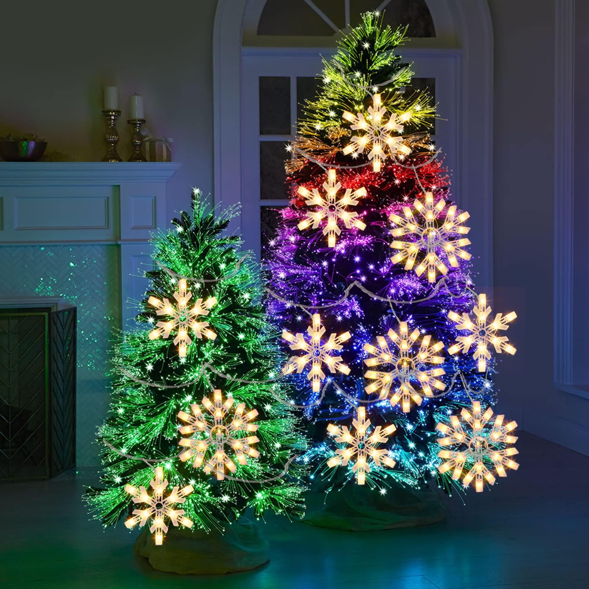 FUNPENY 8.5 FT Warm White Christmas Snowflake String Lights - 100 LED Connectable Icicle Fairy Lights for Indoor/Outdoor Decor | Perfect for Xmas Tree, Home, Party, Wedding & Holiday Decoration