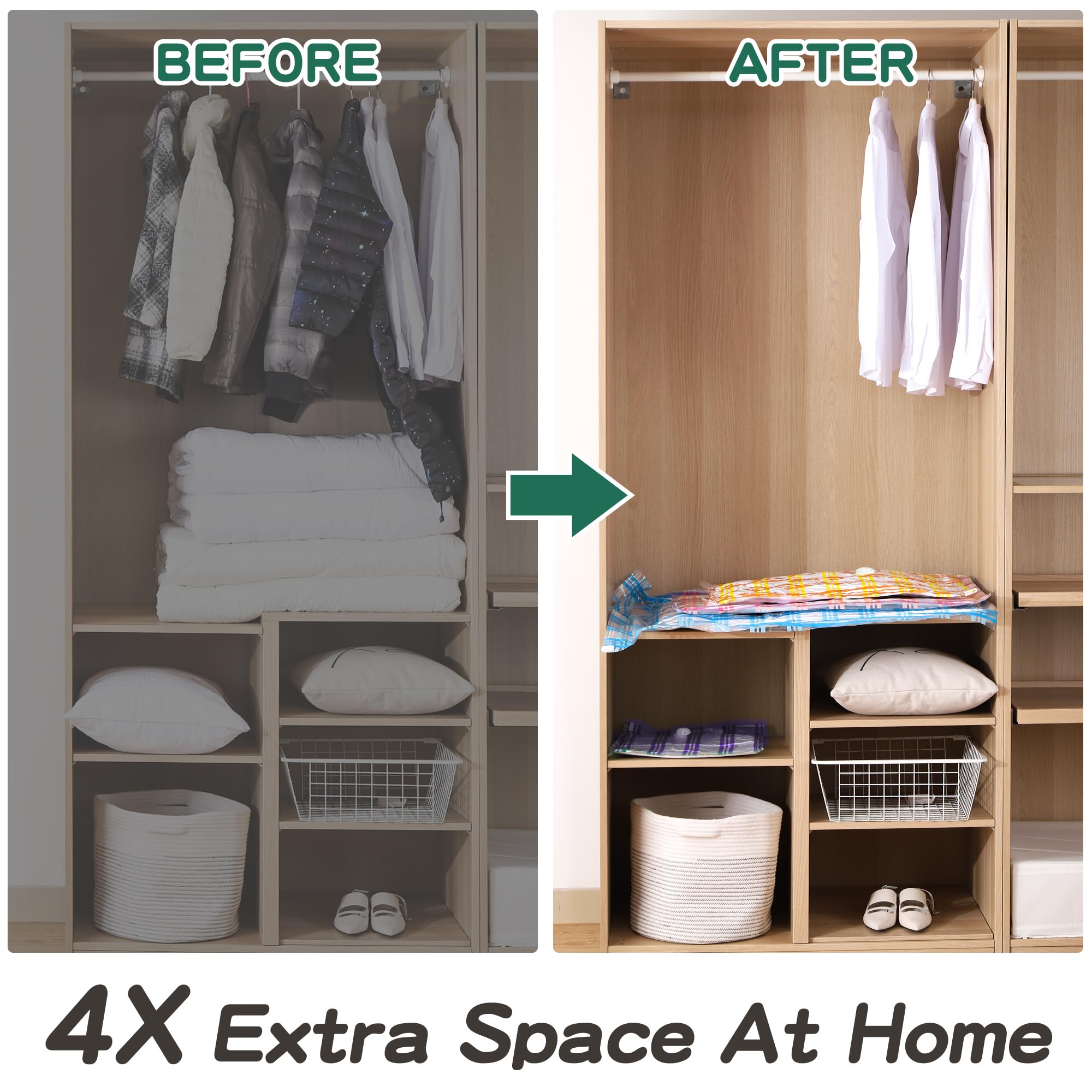 12 Jumbo Vacuum Storage Bags for Clothes, Comforters & Blankets | Space Saving Vacuum Seal Bags | Perfect for Travel, Seasonal Storage & Moving