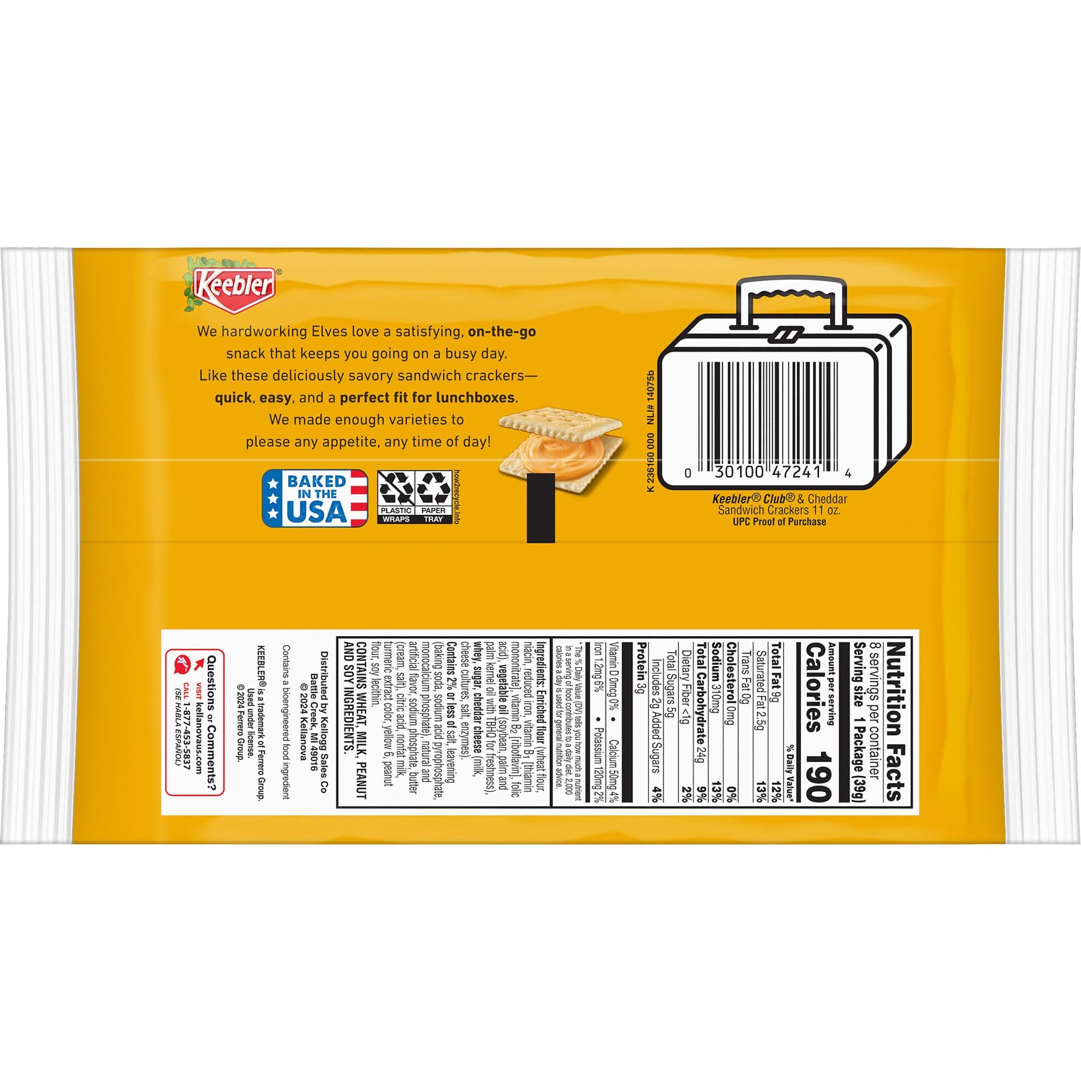 Keebler Sandwich Crackers - 96 Single Serve Packs with Club & Cheddar Cheese - Perfect for Lunch Boxes, School Snacks, Office Breaks & On-the-Go Treats