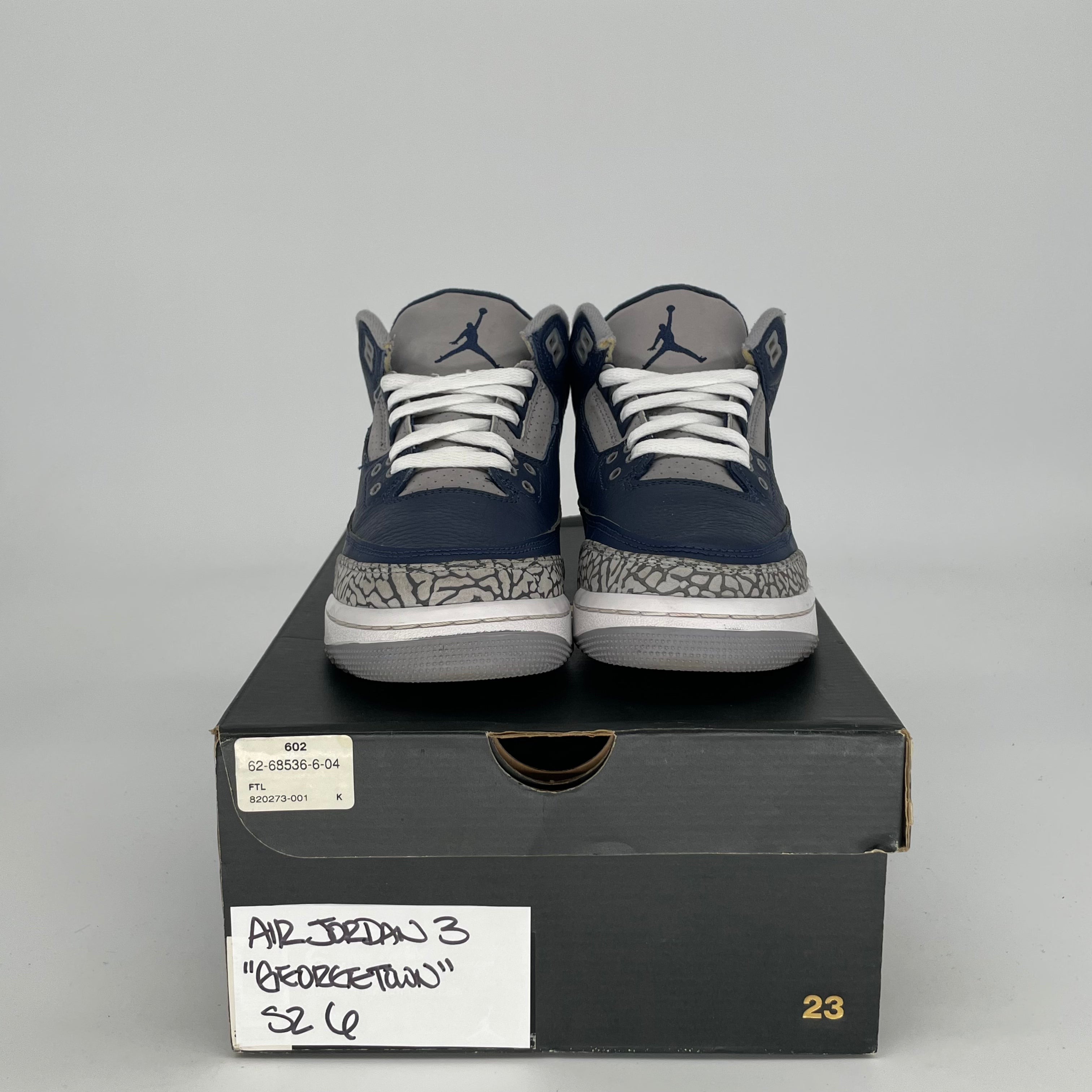 Original Air Jordan 3 Retro 'Georgetown' Sneakers - Size 6/7.5W (Style Code: 398614-401) | Men's Basketball Shoes for Court & Streetwear Fashion