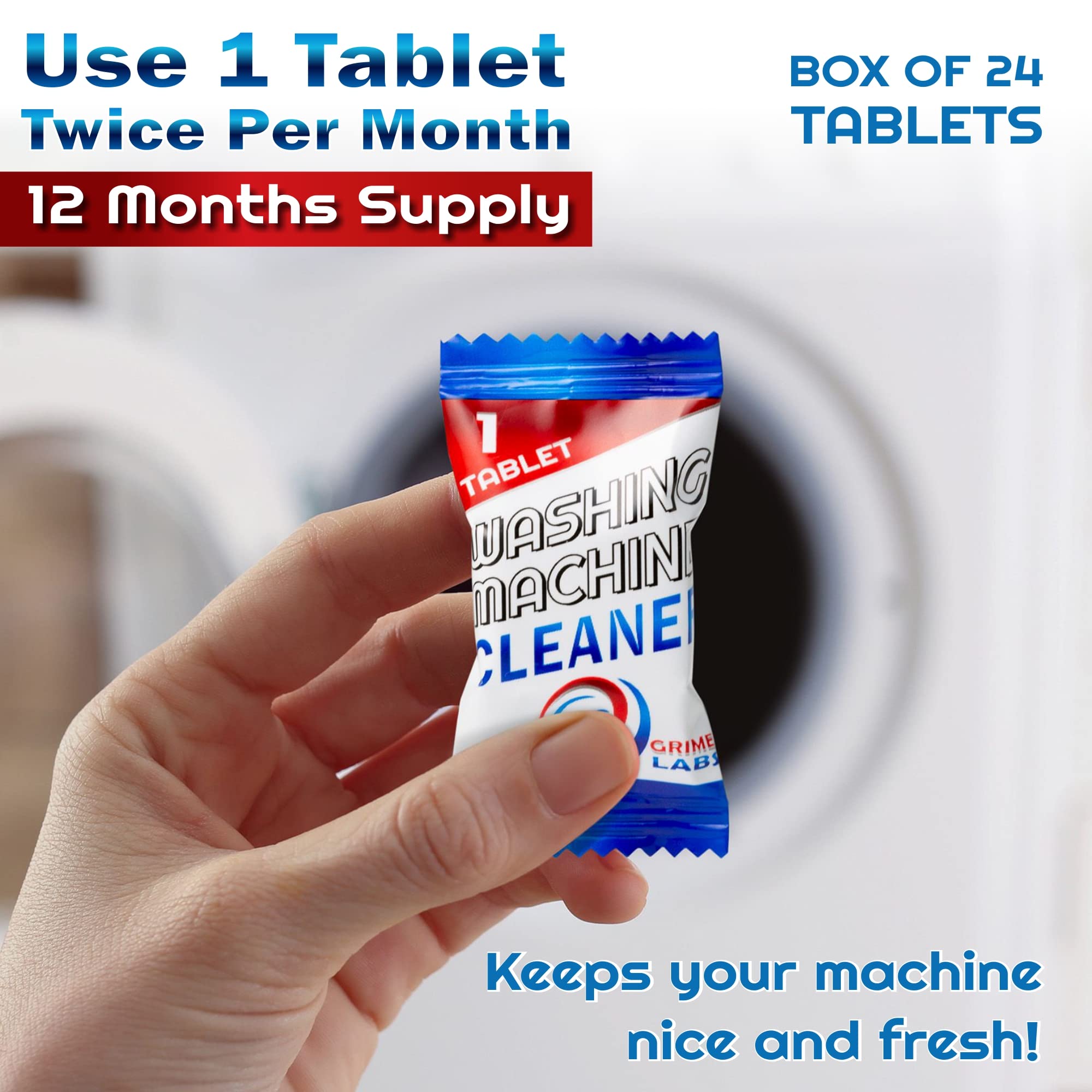 Washing Machine Cleaner Tablets - Deep Cleaning Tablets for Front Load & Top Load HE Washers - Active Formula Descaler & Deodorizer - Eliminates Odors & Residue for Fresh Laundry