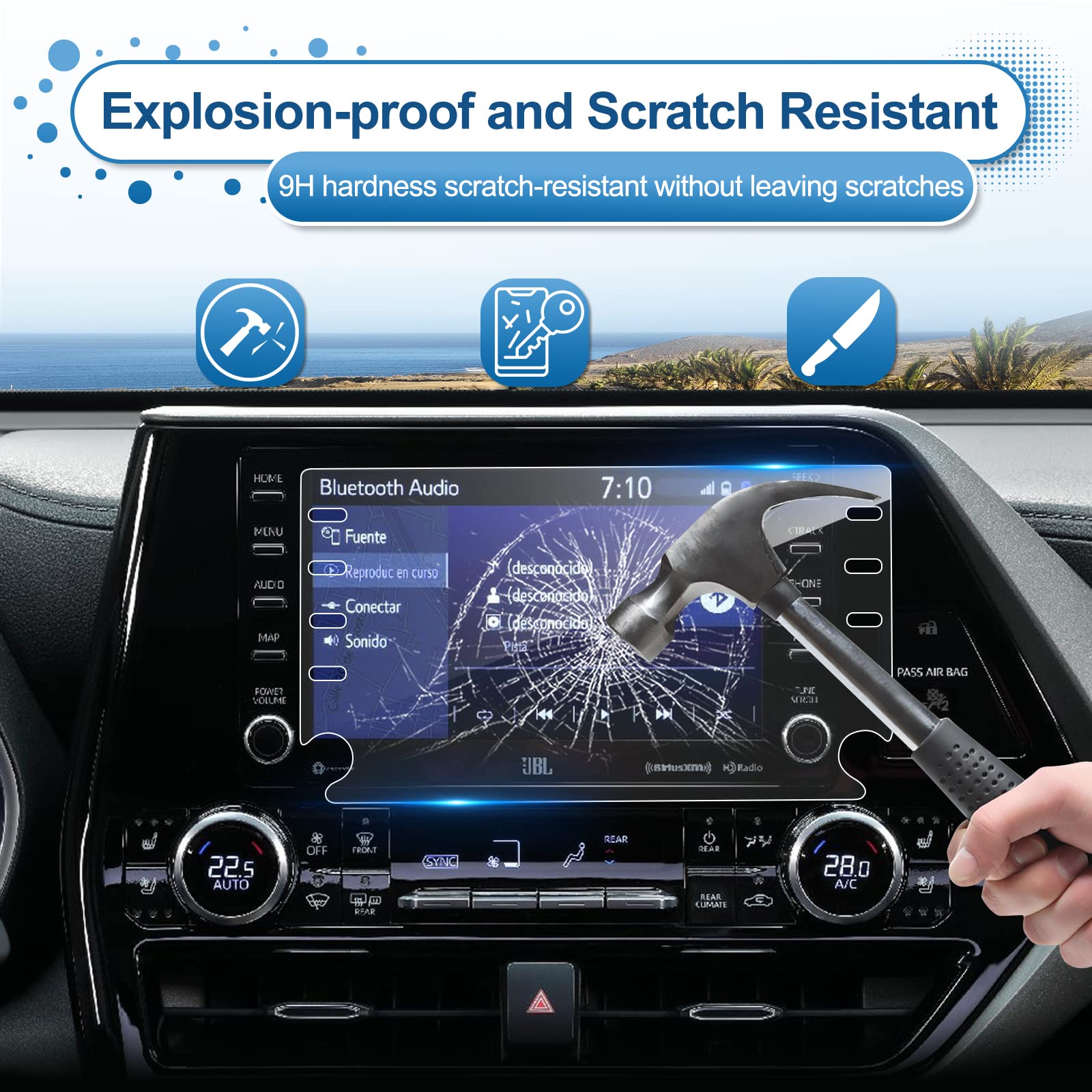 Coleya 8-Inch Tempered Glass Screen Protector for Toyota Highlander 2020-2022 - Scratch-Resistant for Touchscreen Display