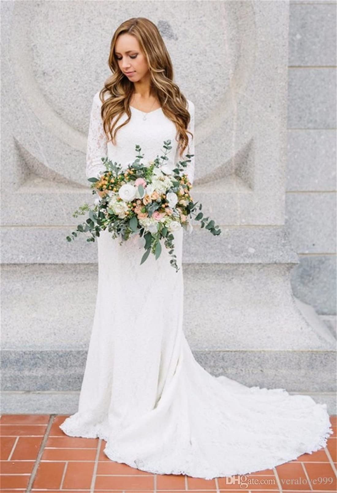 2025 Country Style Women's Lace Wedding Dresses with Sleeves - Elegant Bridal Gowns for Outdoor, Rustic & Vintage Weddings