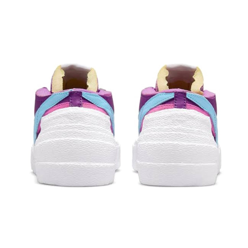 KAWS x Nike x Sacai Blazer Low Sneakers - Purple Dusk, Lagoon & Pulse White Colorway | Limited Edition Collab Shoes for Streetwear & Sneaker Collectors