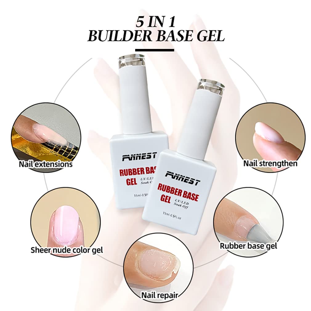 Hot Pink Elastic Rubber Base Coat Gel Nail Polish - Soak Off with LED Lamp - Long Lasting DIY Manicure Kit for Women - Perfect for Home Nail Care, Salon Use & Gift Giving