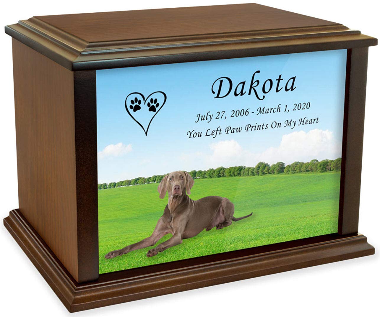 Custom Engraved Weimaraner Dog Memorial Urn for Ashes - Personalized Pet Cremation Urn Medium Size (Holds Up to 100 lbs) - Perfect for Home Memorials & Pet Loss Remembrance