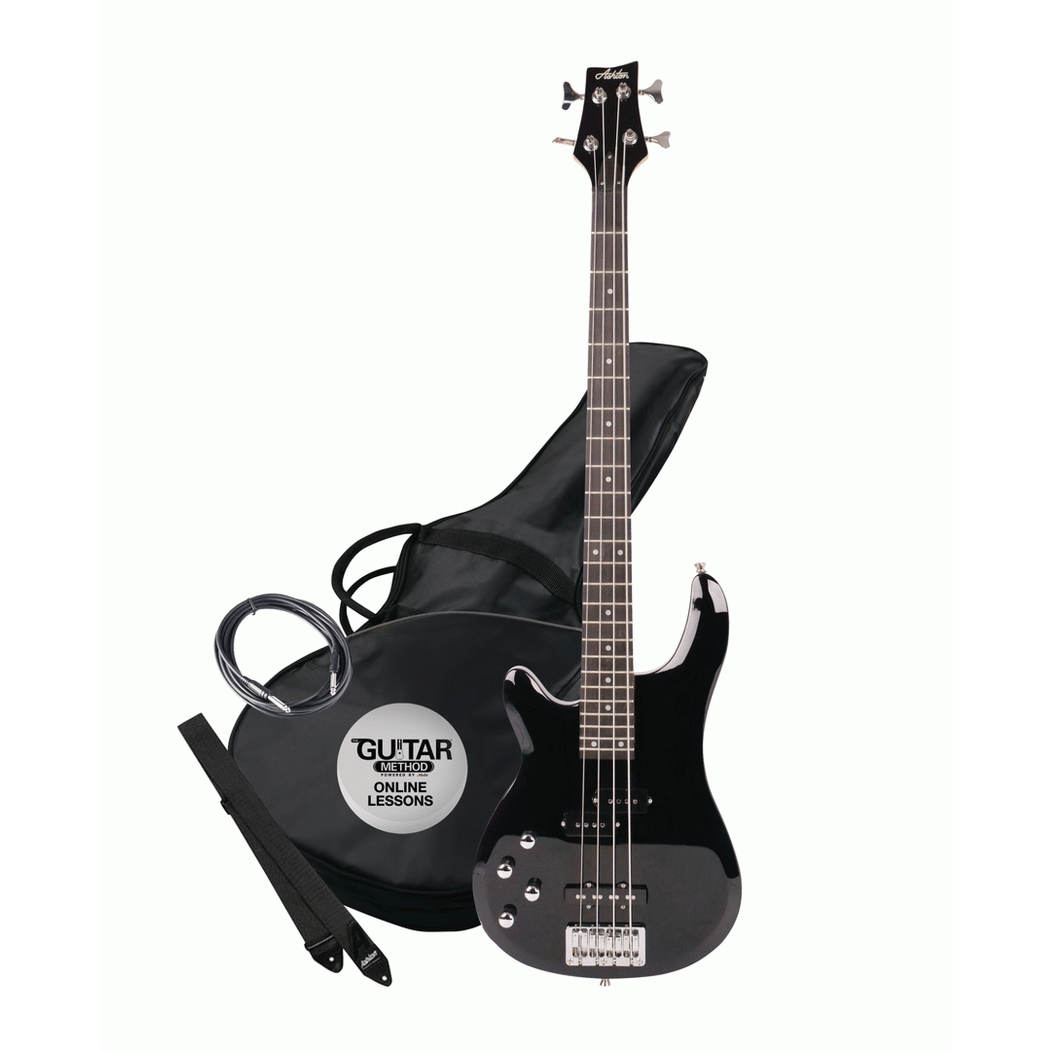 Ashton AB4 Left-Handed Bass Guitar in Black - Perfect for Beginners & Professional Musicians | Ideal for Live Performances, Studio Recording & Practice