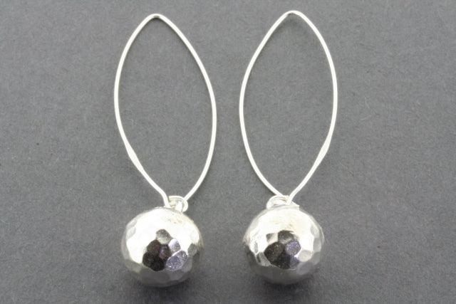 Hammered Ball Long Drop Earrings for Women - 925 Sterling Silver Dangle Earrings - Elegant Boho Jewelry for Parties, Weddings & Everyday Wear