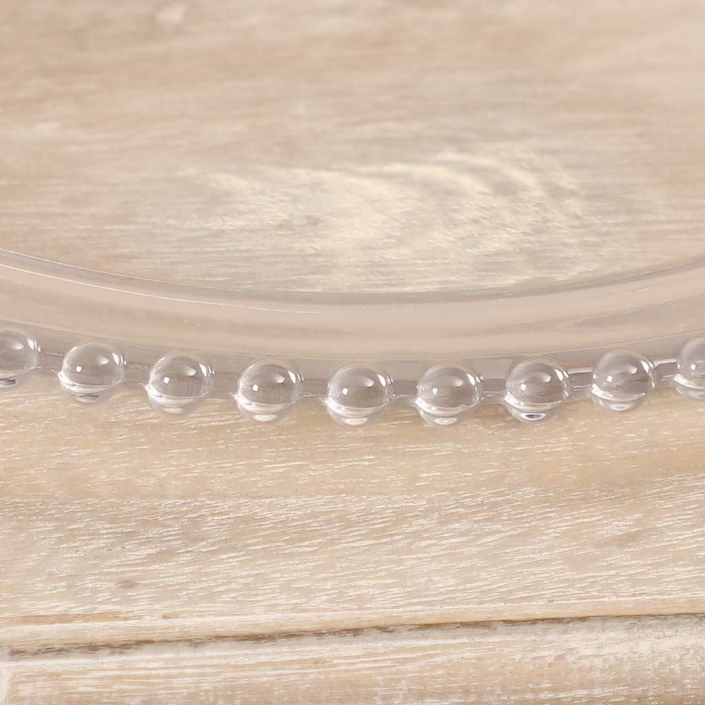 4-Piece Glass Dinner Plate Set with Beaded Edge - 10.4
