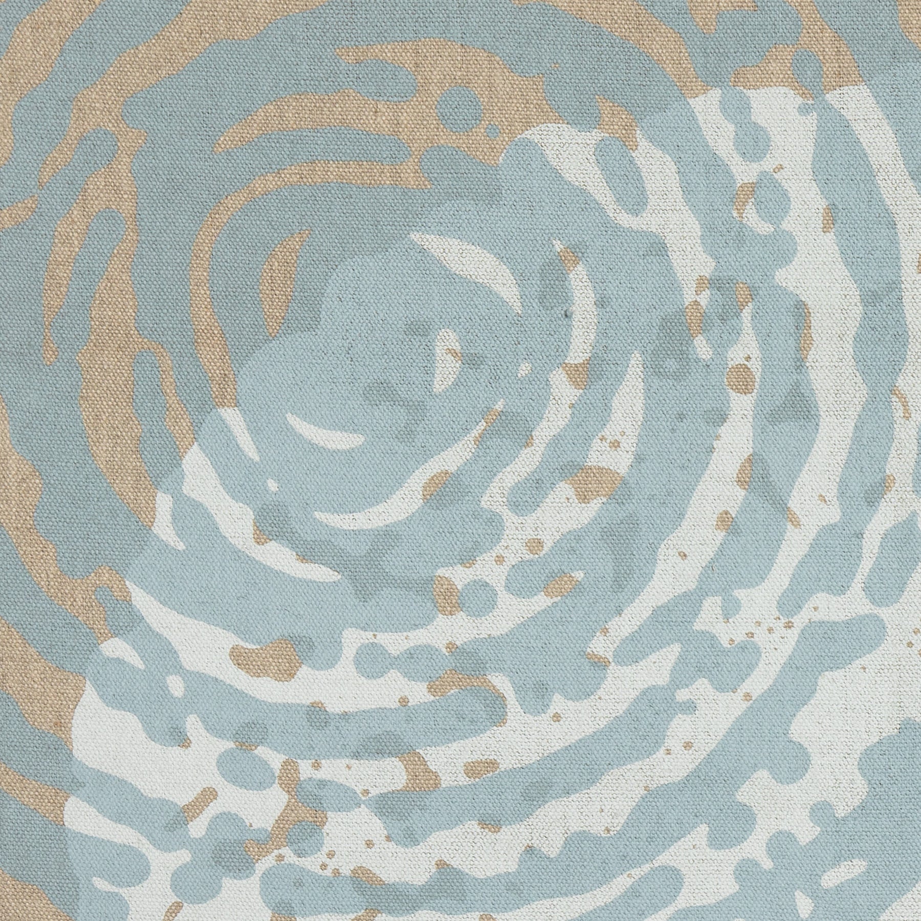 Premium White and Blue Linen Screen Print Fabric - Perfect for Home Decor, DIY Projects & Fashion Design