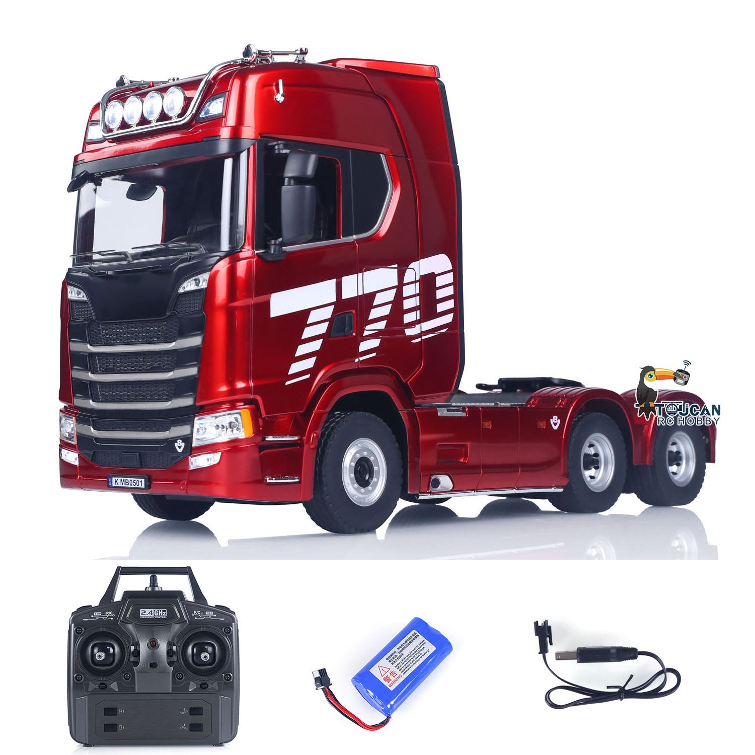 1/18 Scale 770S RC Tractor Truck Toy - Ready-to-Run with 7.4V Battery, 19CH Remote Control, Light & Sound Effects - Perfect for Kids Playtime, Collectors Display and RC Racing Enthusiasts