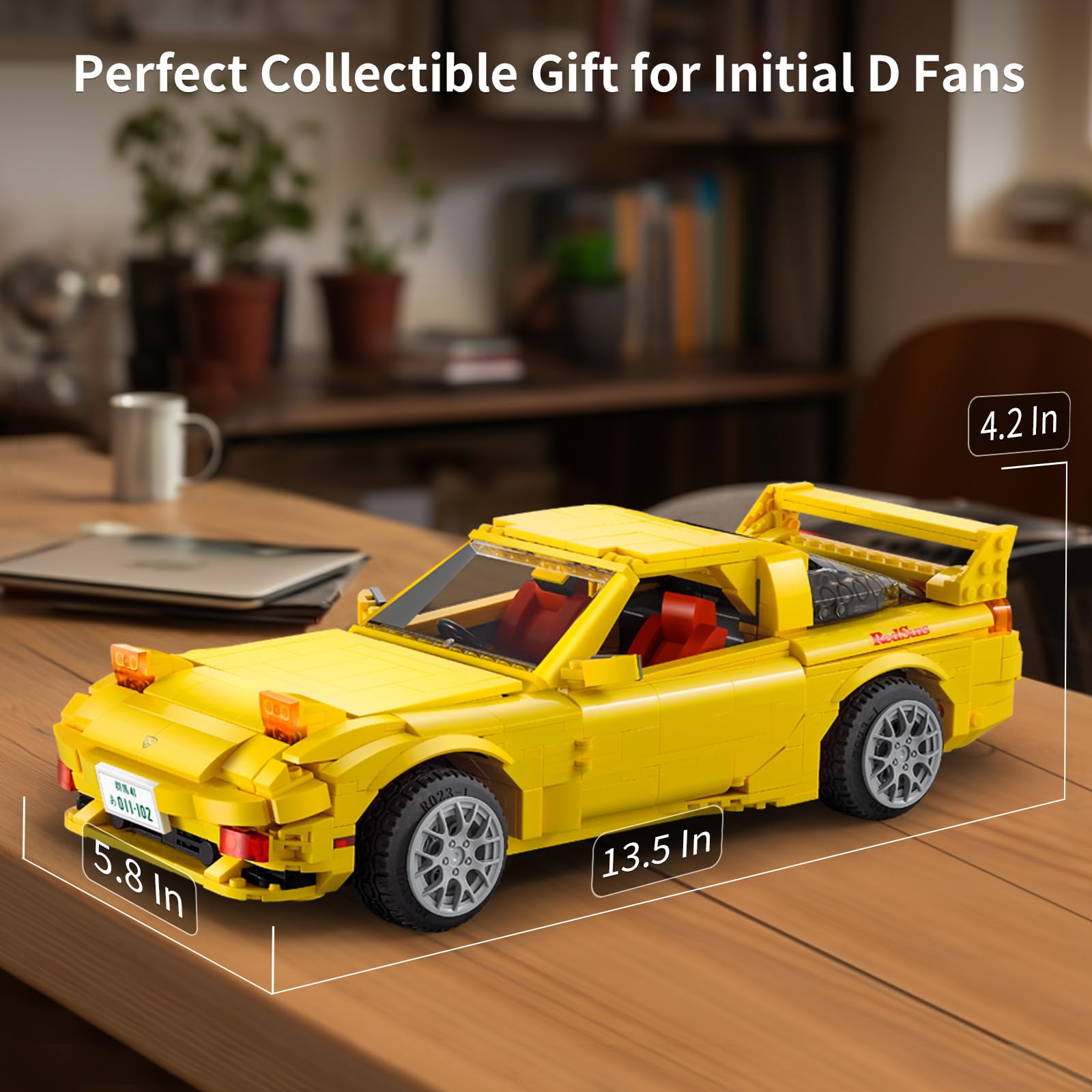 1:12 Scale Initial D Mazda RX7-FD Toy Car Building Set - Collectible Model Racing Car with Simulation Cockpit, Compatible with LEGO - Perfect Gift for Anime Fans & Kids (Great for Display, Racing Play & DIY Projects)