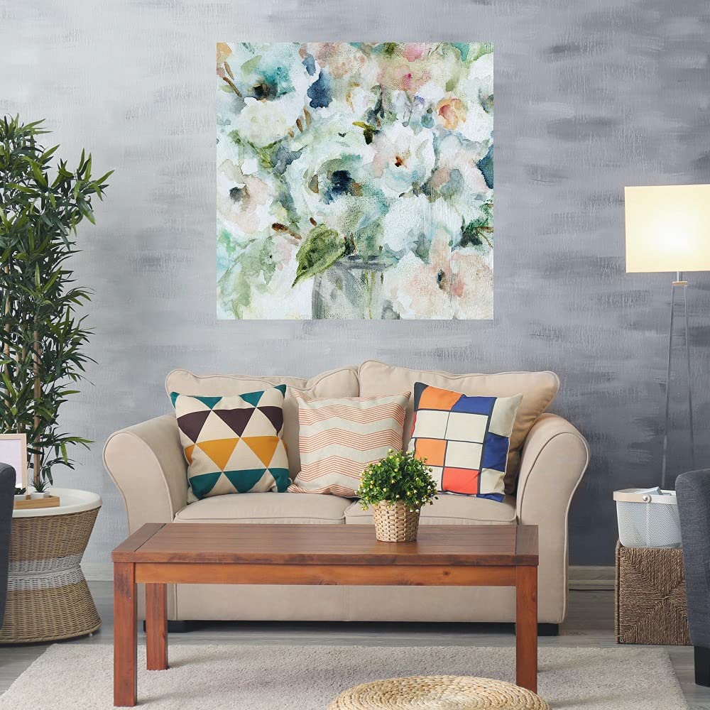 Blooming Softly Canvas Wall Art by Carol Robinson - 32x32 Inch Ready to Hang Painting for Living Room, Bedroom, Office Decor - Perfect for Home, Dining Room & Guest House Wall Decoration