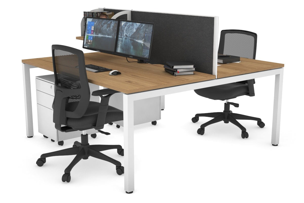 Quadro Square Legs 2 Person Office Workstation Desk - 1400L x 800W with Cable Management Scallop - Perfect for Shared Workspaces & Home Offices