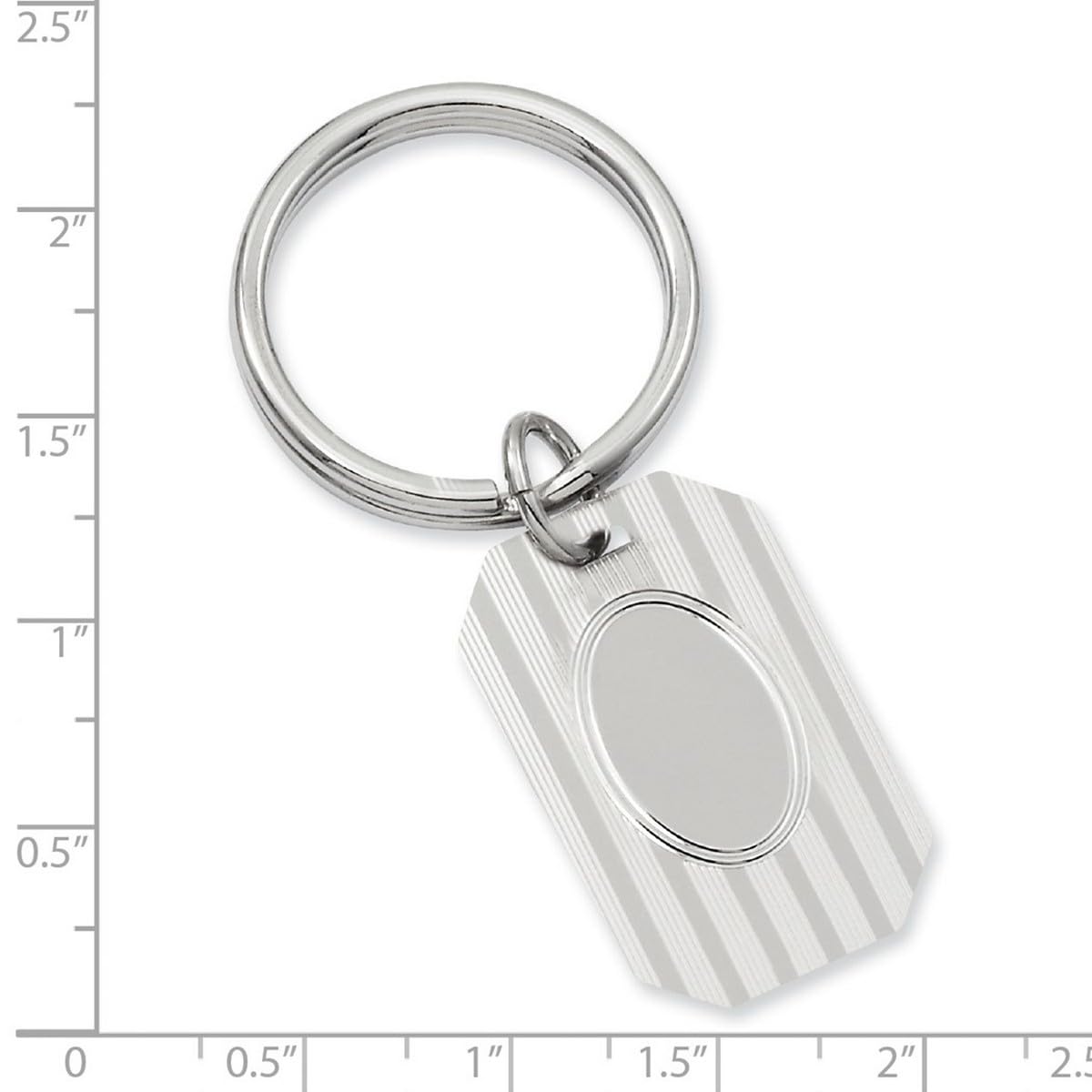 Polished Silver Plated Rhodium Keychain for Men - Elegant Horizontal Line Design Key Ring - Perfect for Home, Office & Car Keys