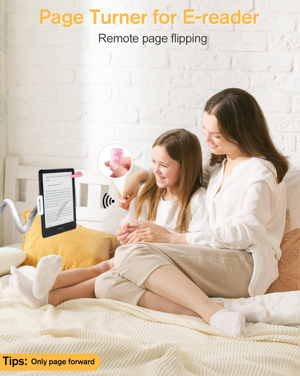 ADZERD Wireless Page Turner for Kindle Paperwhite, Remote Control for iPhone iPad TikTok Scrolling & Photo/Video Shooting - Pink | Perfect for Reading, Social Media & Content Creation