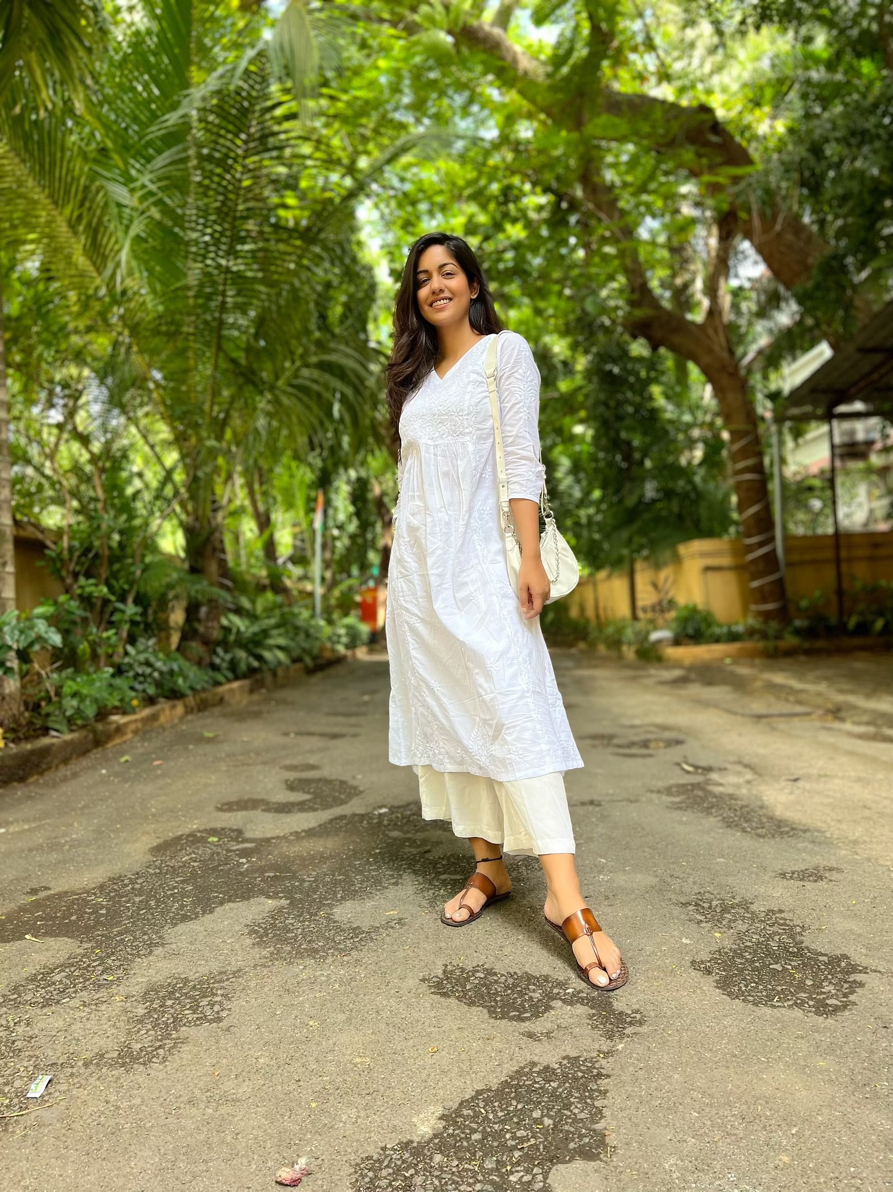 Hand Embroidered Chikankari Long Kurta for Women - White Traditional Indian Dress for Casual Wear & Festive Occasions