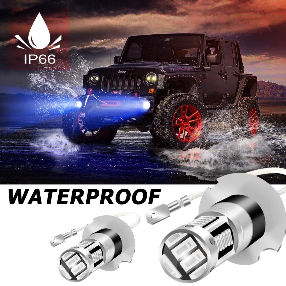Super Bright Blue H3 LED Fog Light Bulbs - High Power 30-4014SMD, 12V DC Replacement for Cars & Trucks (2-Pack) - Perfect for Off-Roading, Night Driving & Foggy Conditions