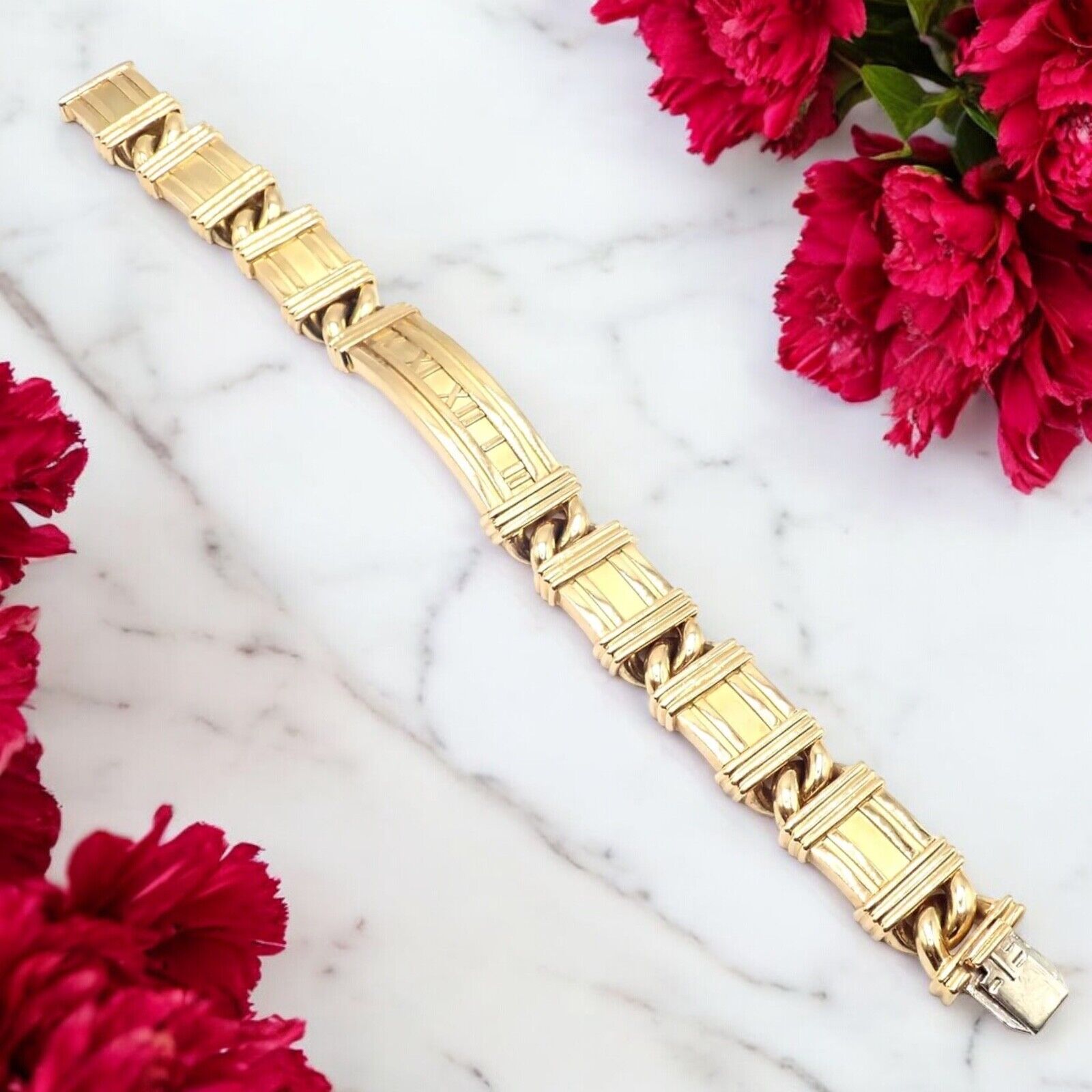 Authentic Tiffany & Co Atlas 18k Yellow Gold Link Bracelet Vintage 1995 - Luxury Jewelry Gift for Women, Perfect for Anniversaries & Special Occasions