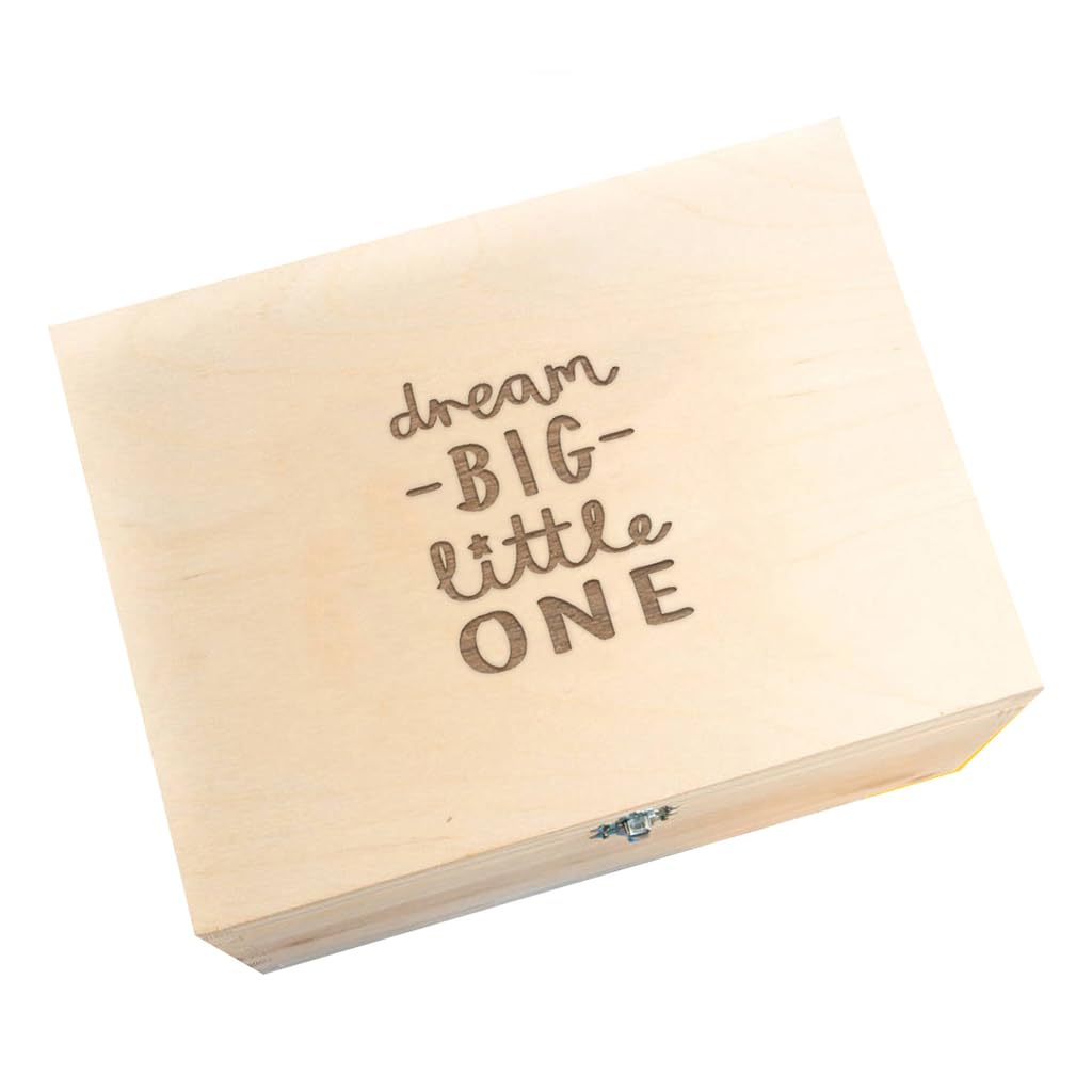 Personalized Wooden Baby Keepsake Box - Engraved Newborn Memory Box for Christening, Baptism & Baby Shower Gifts - Perfect for Baby Girls & New Moms (Dream Big Little One) - Nursery Decor & First Year Milestone Storage