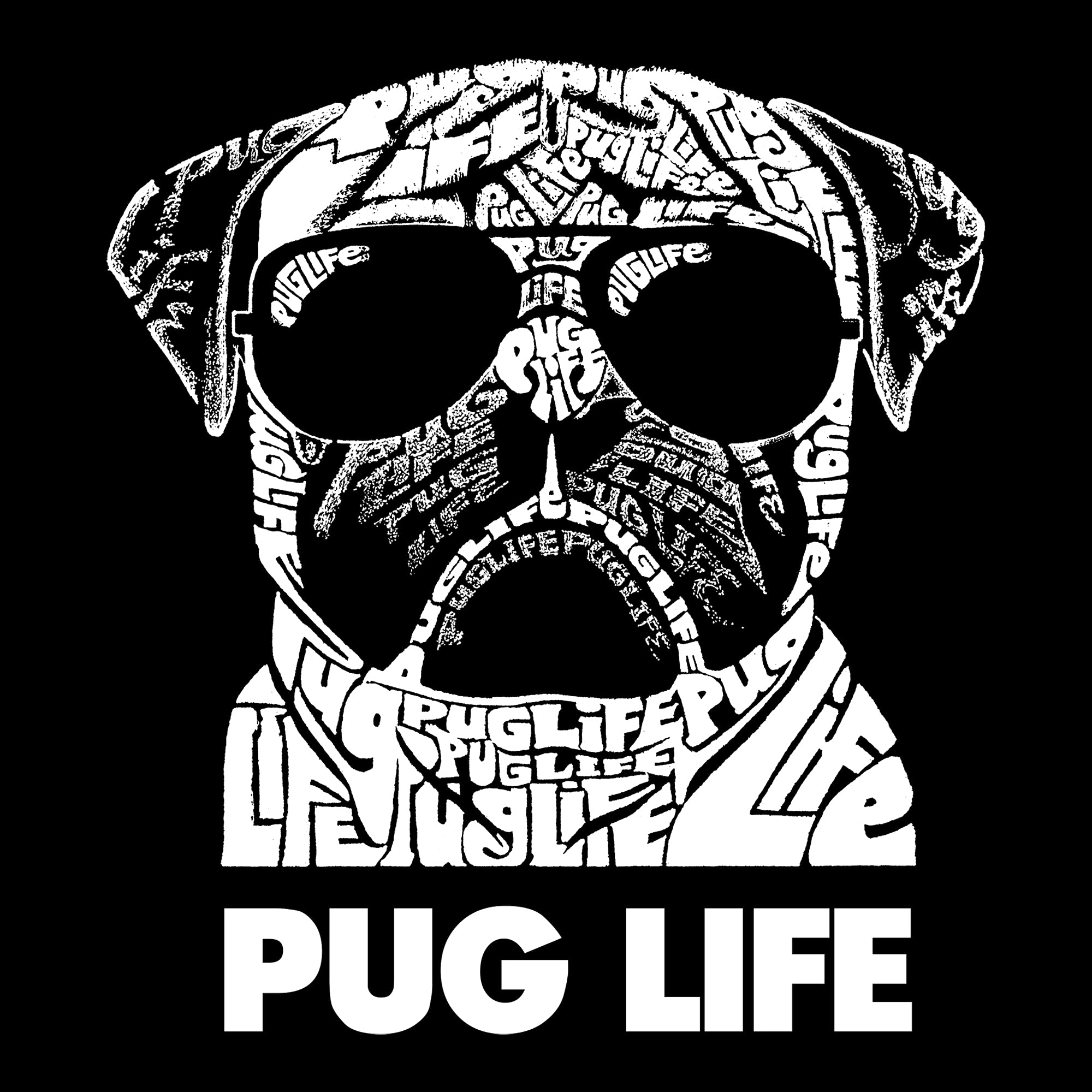 LA POP ART Men's Word Art Tank Top - Pug Life Graphic Muscle Shirt | Funny Dog Lover Tee for Summer, Gym & Casual Wear