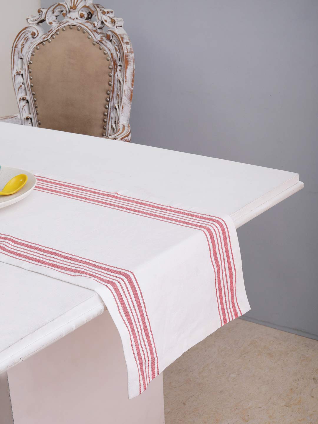 French Red Stripe Cotton Table Runner - Elegant Dining Table Decor for Weddings, Parties & Holiday Gatherings