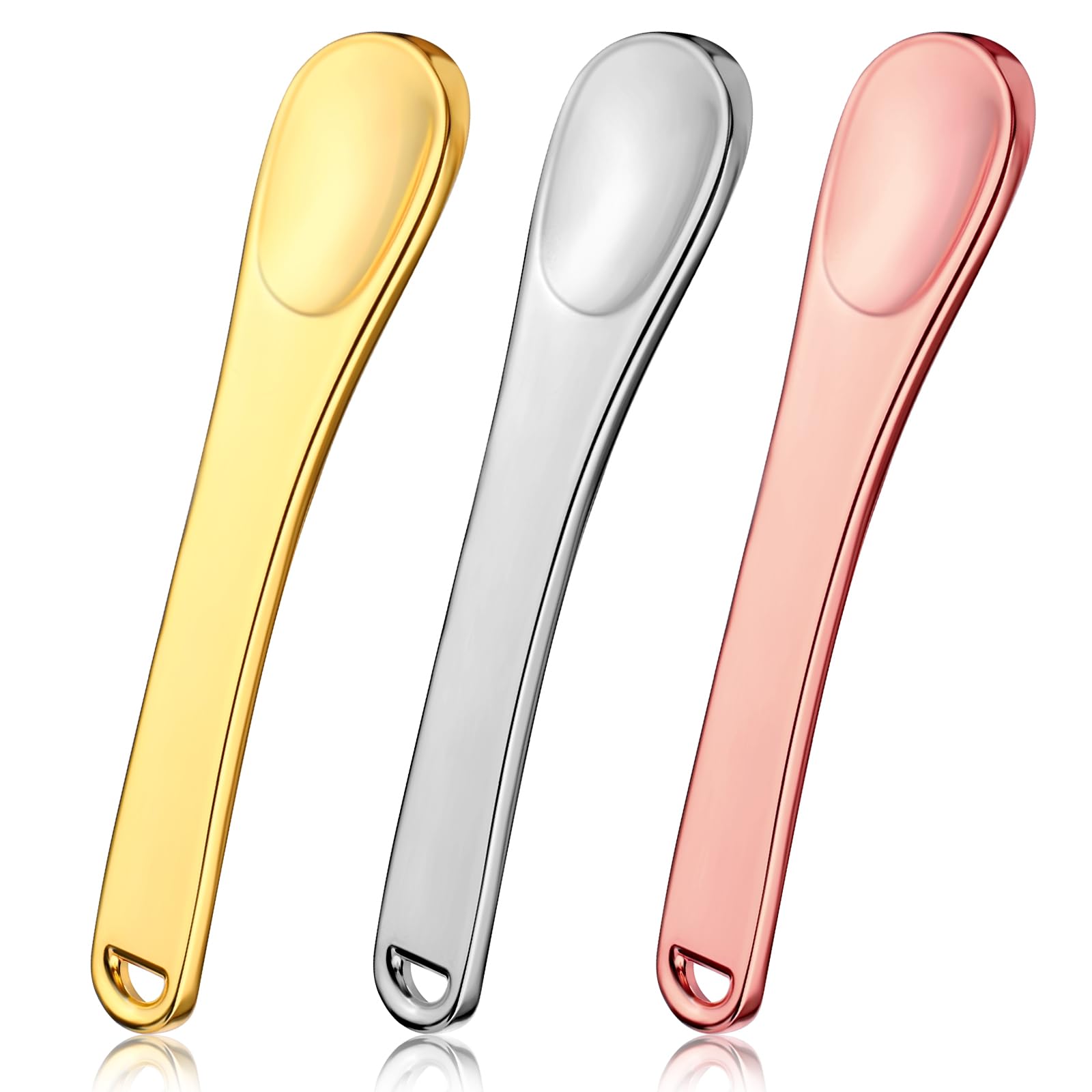 Prasacco 3-Piece Metal Skincare Spatula Set - Mini Cosmetic Scoop & Facial Applicator Tool for Face Masks, Eye Creams, Lotions & Moisturizers | Perfect for At-Home Spa, Travel & Professional Makeup Application