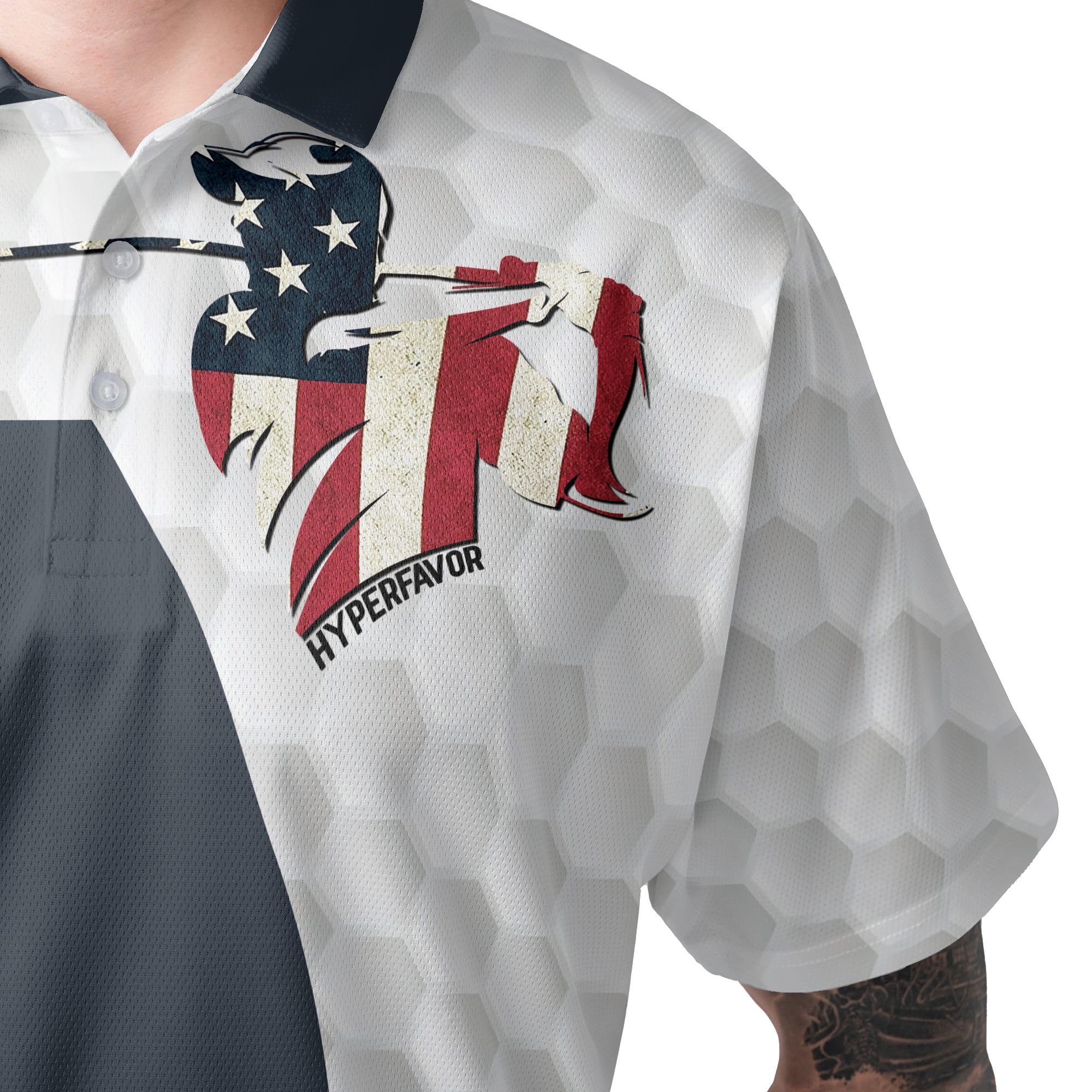 HYPERFAVOR Patriotic Golf Shirts for Men - American Flag Polo Shirts for Golfers - Breathable Short Sleeve Performance Shirt - Perfect for Golf Tournaments & 4th of July Celebrations