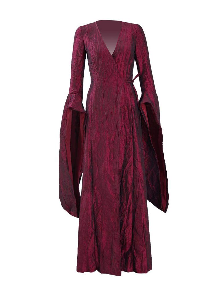 Melisandre Cosplay Costume Red Long Dress with Necklace - Women's Game of Thrones Halloween Outfit for Parties & Conventions