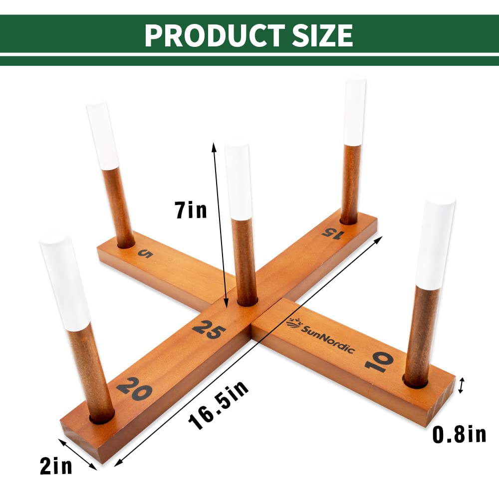 Wooden Ring Toss Game Set - Outdoor Backyard & Beach Tossing Game with 6 Rings & Portable Carry Bag - Fun Lawn Games for Kids, Adults & Family - Perfect for Camping, Picnics & BBQs