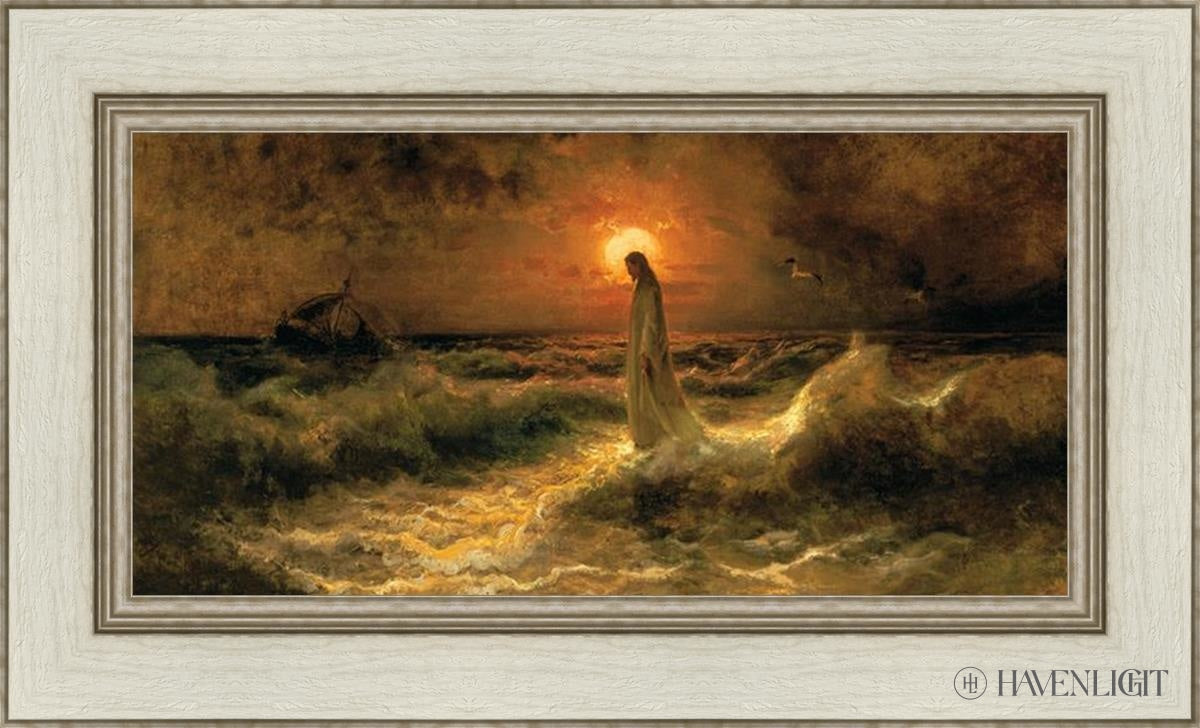 Christ Walking On The Water - Religious Wall Art Decor for Home, Church & Office - Inspirational Christian Painting for Faith-Based Interiors