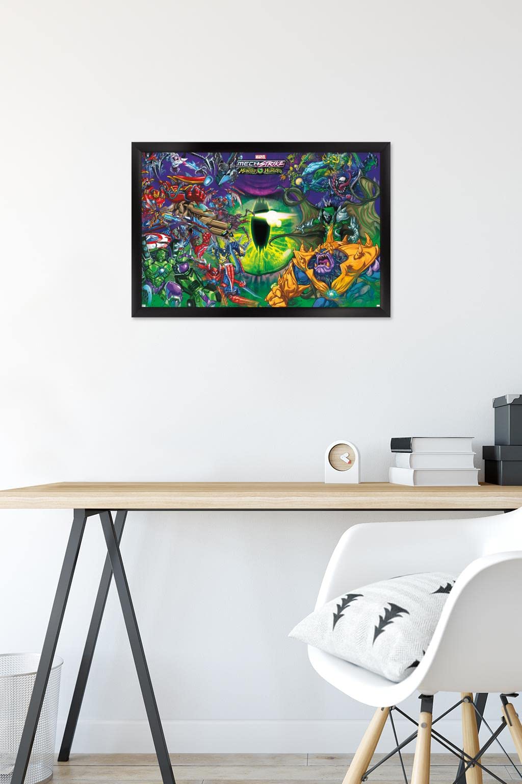 Marvel Avengers: Mechstrike Monster Hunters Battle Wall Poster - 14.725 x 22.375 Inches, Black Framed - Perfect for Superhero Fans, Kids' Rooms & Game Room Decor