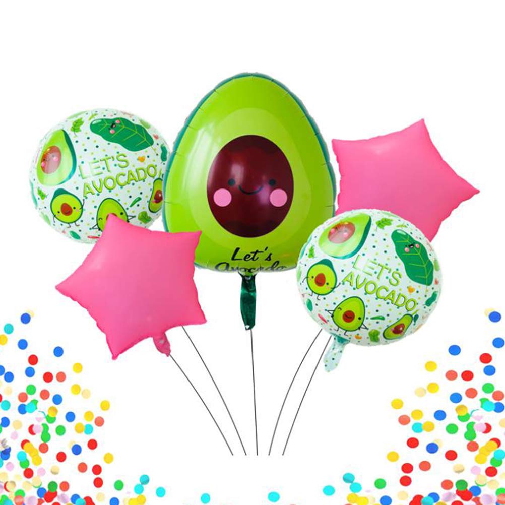 18 Inch Avocado Shaped Mylar Helium Balloons - 10 Pack Foil Party Decorations for Kids Birthday, Baby Shower & Tropical Themed Events