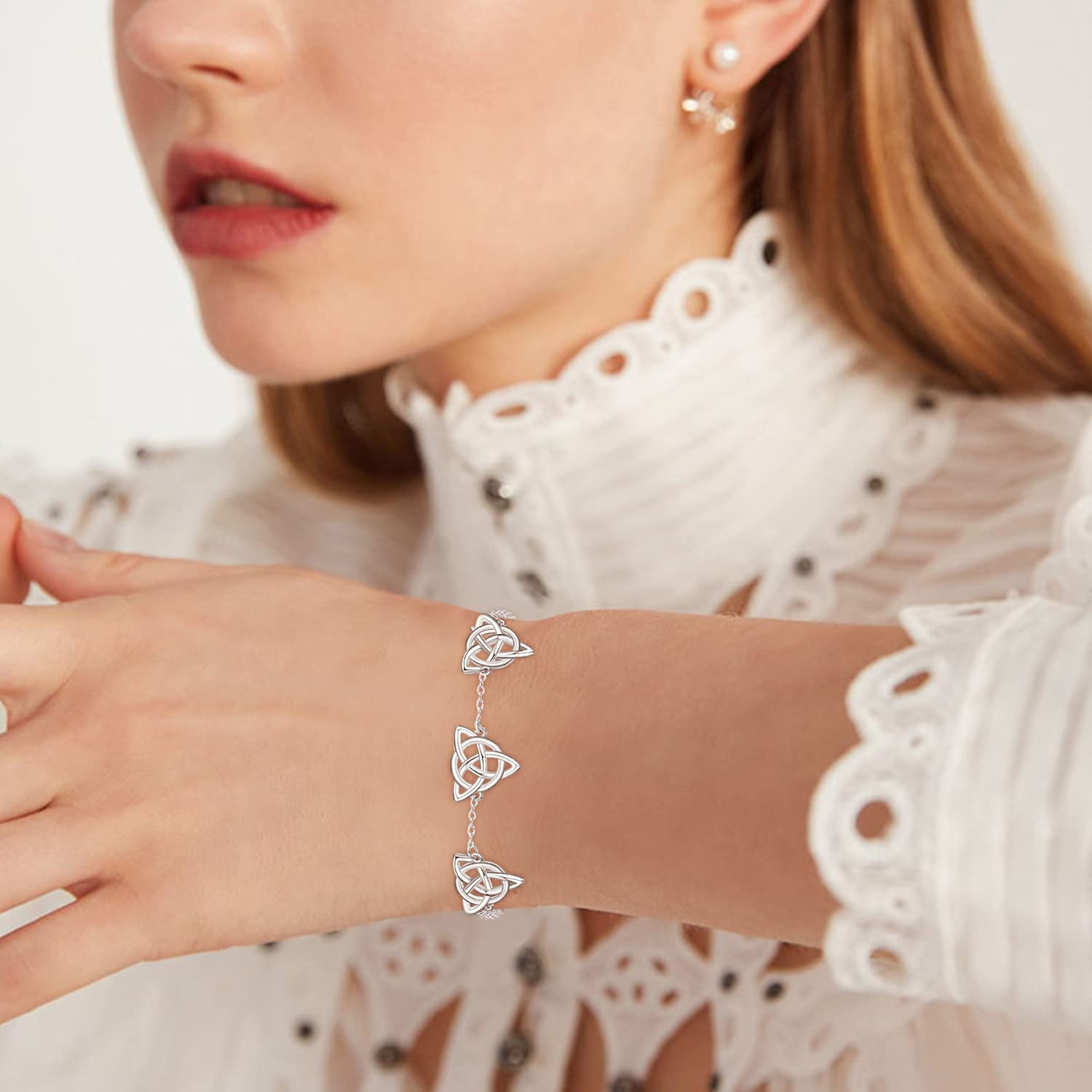Trinity Celtic Knot Bracelet - 925 Sterling Silver Irish Jewelry for Women | Elegant Gift for St. Patrick's Day, Weddings & Special Occasions