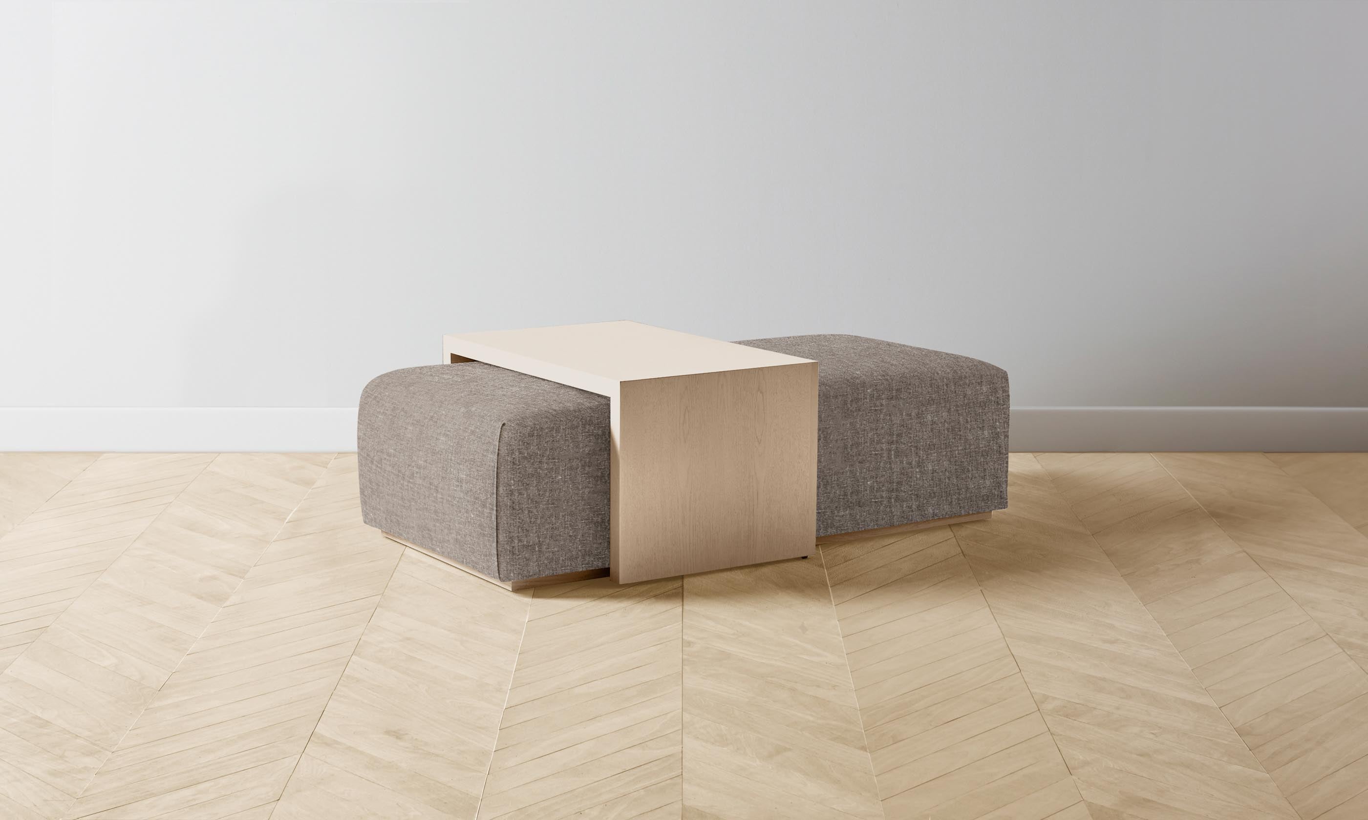 The Bowery Ottoman - Heritage Belgian Linen in Carob Brown | Modern Living Room & Bedroom Footrest Stool
