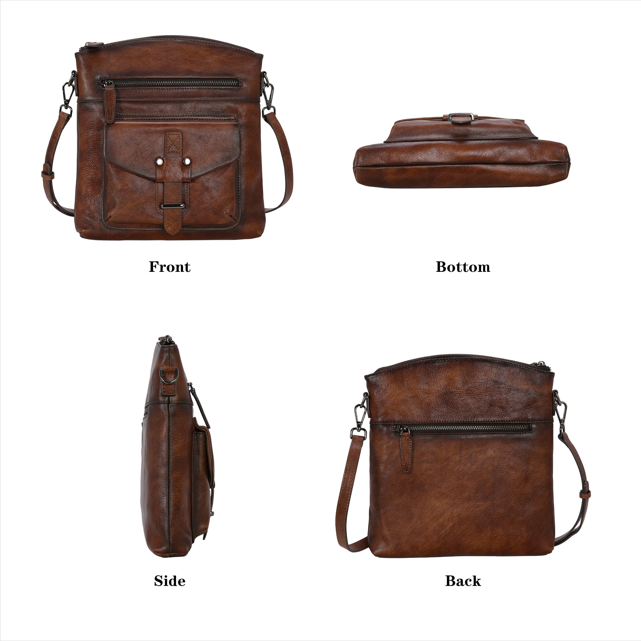 HESHE Genuine Leather Crossbody Bag for Women - Stylish Shoulder Purse & Handbag with Multiple Pockets | Perfect for Work, Travel & Everyday Use