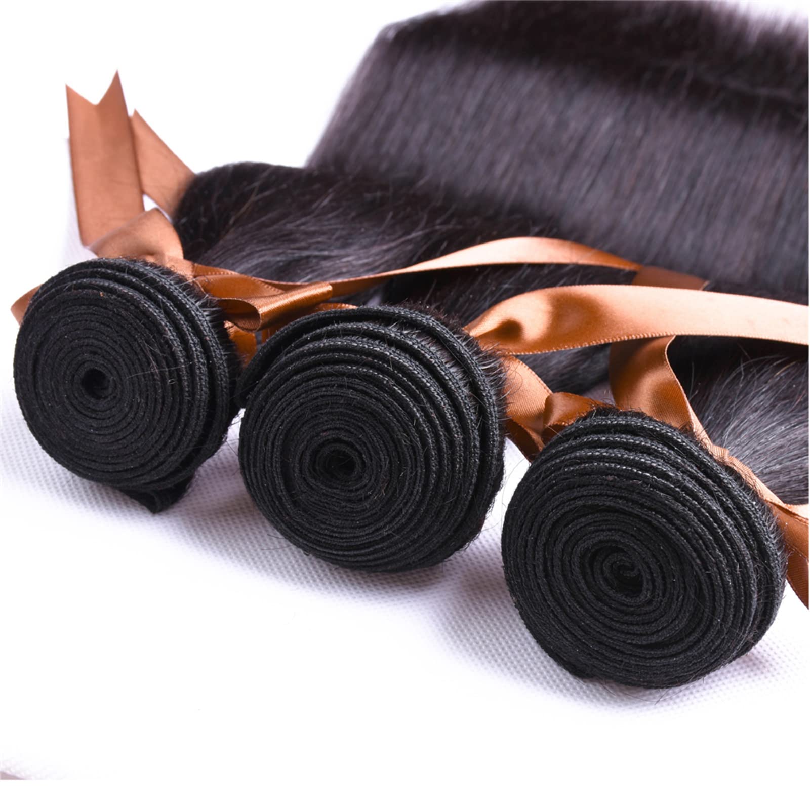 ALLRUN 100% Unprocessed Brazilian Straight Virgin Human Hair Bundles with Closure - 3 Bundles + Free Part (22, 24, 26 Inches + 20