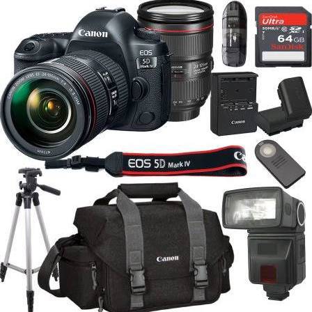 Canon EOS 5D Mark IV DSLR Camera with 24-105mm f/4L IS II USM Lens Kit - Includes 64GB SD Card, Camera Bag & Wireless Remote - Perfect for Professional Photography, Travel & Videography